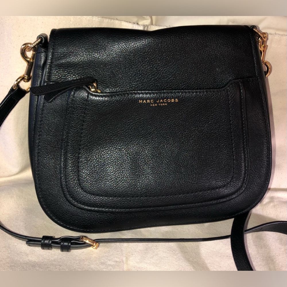 Marc Jacobs Empire City Pebbled Black Leather Crossbody Messenger Handbag